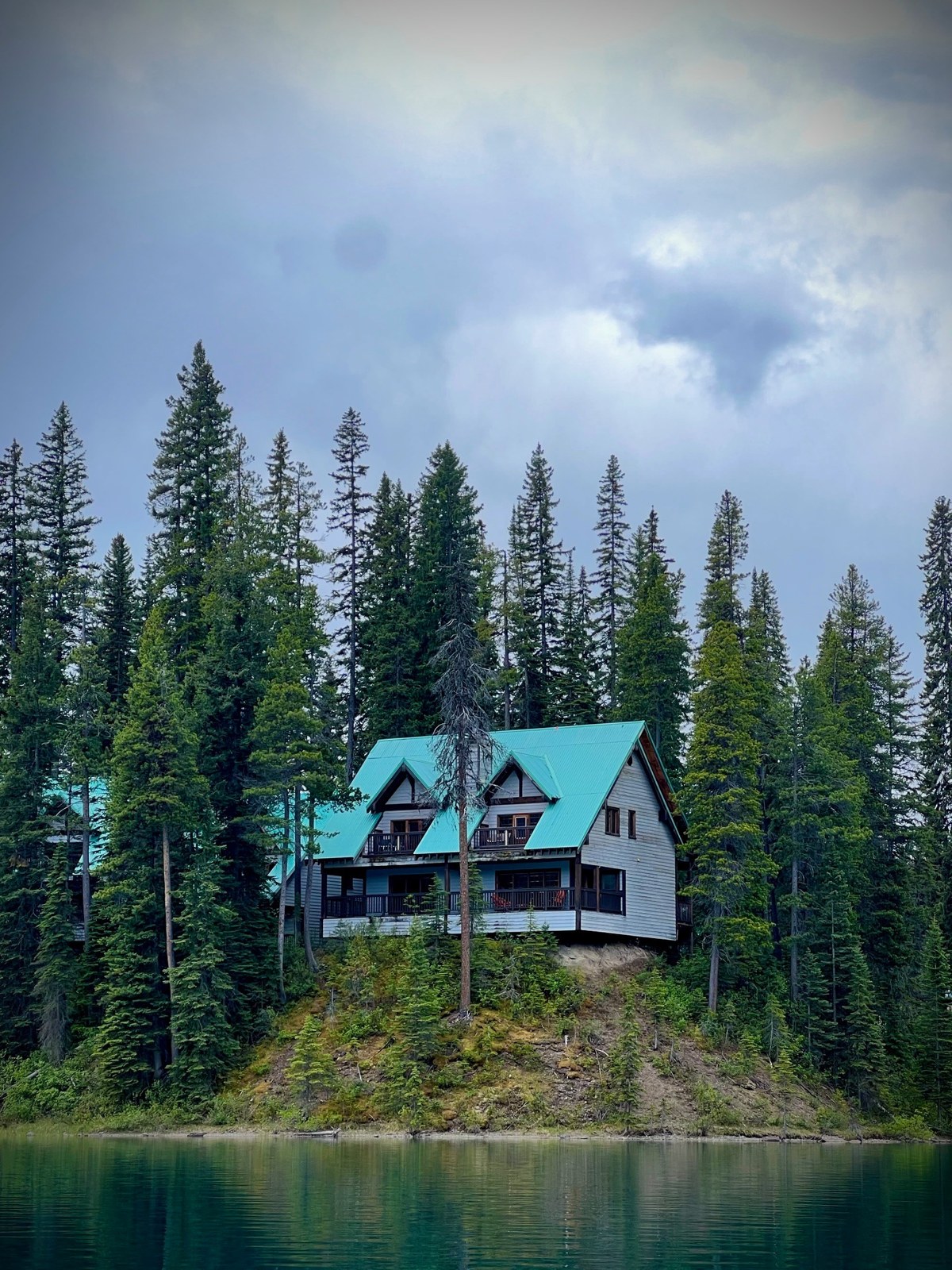 View from the lake of the lodge at Emerald Lake, Yoho National Park, Canada